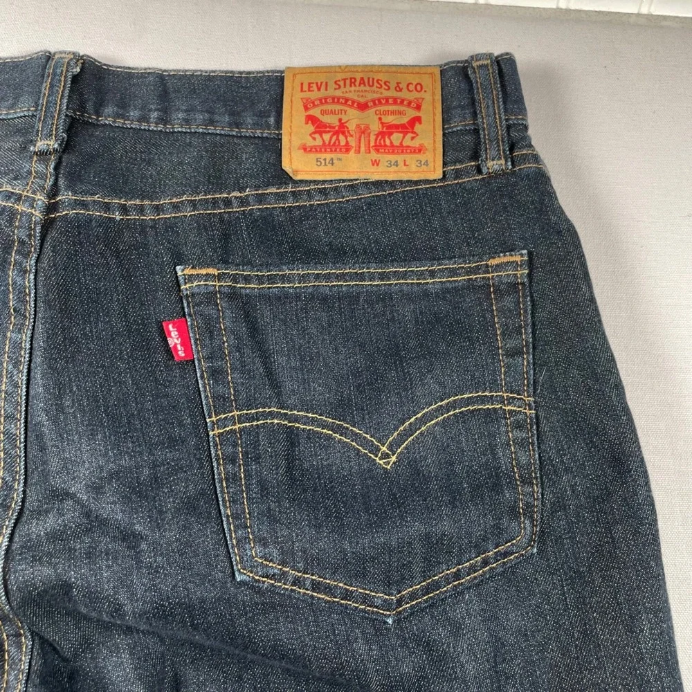 Levis 514 Straight Fit Jeans Mens 34x34 Dark Wash Indigo Denim Pants